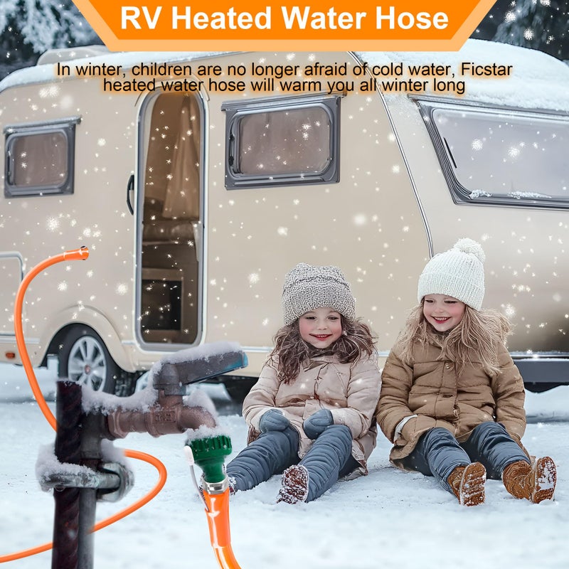 Ficstar 20FT Heated Water Hose for RV, Heated Drinking Water Hose Antifreeze to -45Â°F, Water Heater Thermostat with Self-regulating Function, 5/8" I.D. with 3/4" GHT Adapter, Lead and BPA Free,No Odor - Image 5