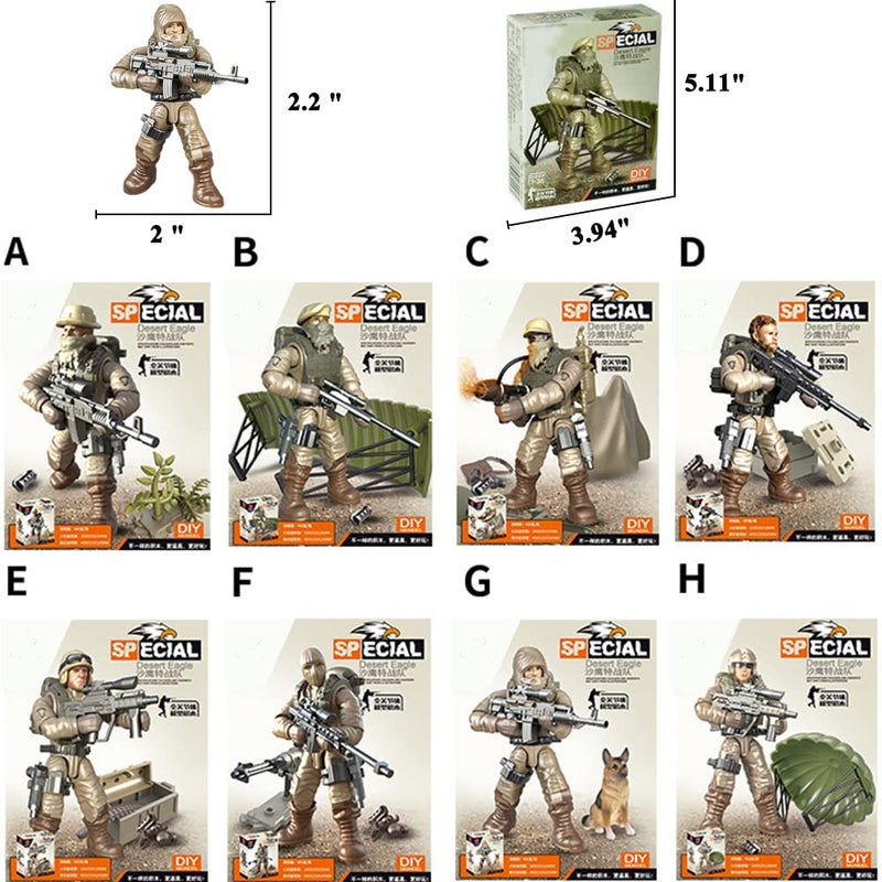 Ulanlan Ulanlan Special Forces Mini Military Action Figure with Weapons and Accessories Building Blocks Playset  8 PCS 1:36 Scale Army Men Figure  Multiple Movable Joints  Best Gift for Kids 8 9 10  - Image 4