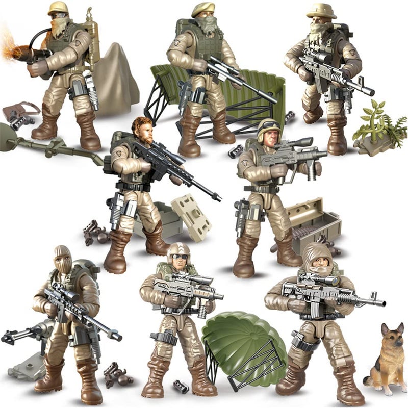 Ulanlan Ulanlan Special Forces Mini Military Action Figure with Weapons and Accessories Building Blocks Playset  8 PCS 1:36 Scale Army Men Figure  Multiple Movable Joints  Best Gift for Kids 8 9 10  - Image 2