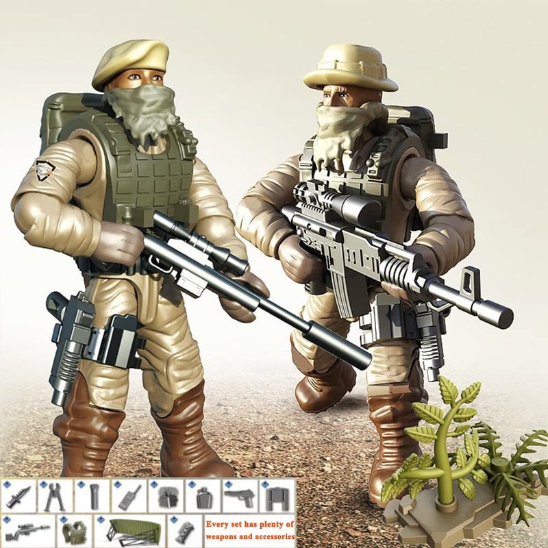Ulanlan Ulanlan Special Forces Mini Military Action Figure with Weapons and Accessories Building Blocks Playset  8 PCS 1:36 Scale Army Men Figure  Multiple Movable Joints  Best Gift for Kids 8 9 10  - Image 3