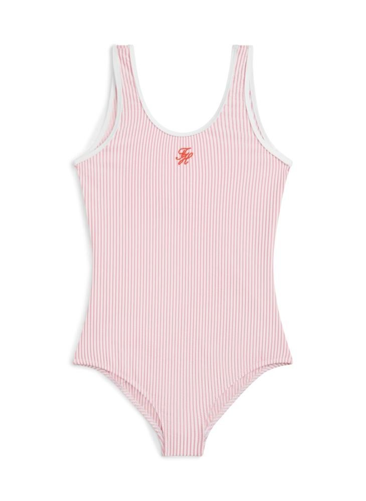 TOMMY HILFIGER Logo Embroidery Seersucker Swimsuit - Image 1