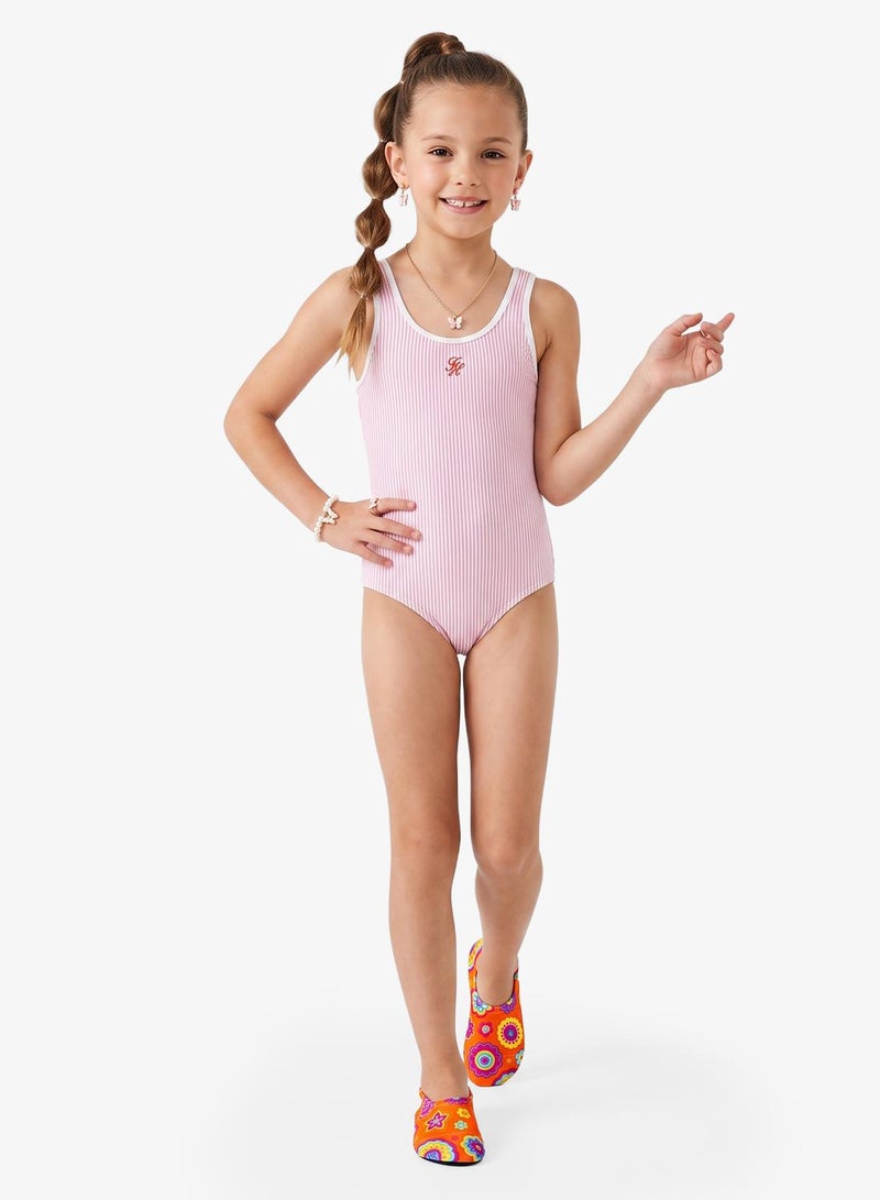 TOMMY HILFIGER Logo Embroidery Seersucker Swimsuit - Image 3