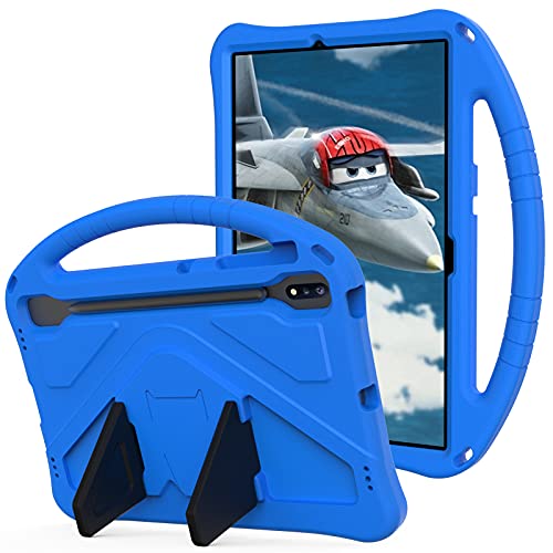 YRH Kids Case for Samsung Galaxy Tab S10 Plus/Tab S9 FE Plus/Tab S9 Plus 12.4 inch, EVA Shockproof Cover with Handle Stand, Blue - Image 1