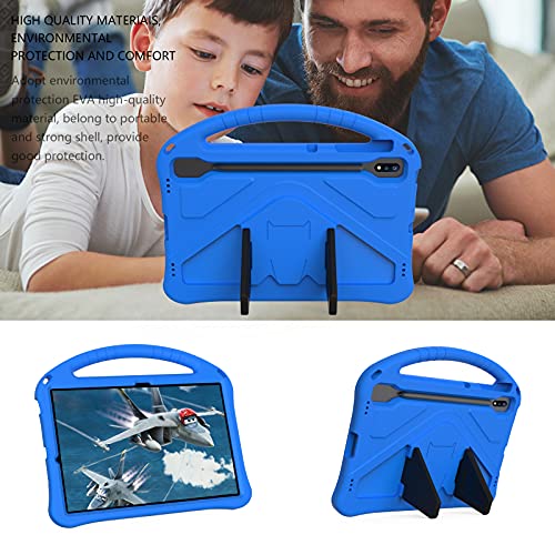 YRH Kids Case for Samsung Galaxy Tab S10 Plus/Tab S9 FE Plus/Tab S9 Plus 12.4 inch, EVA Shockproof Cover with Handle Stand, Blue - Image 3