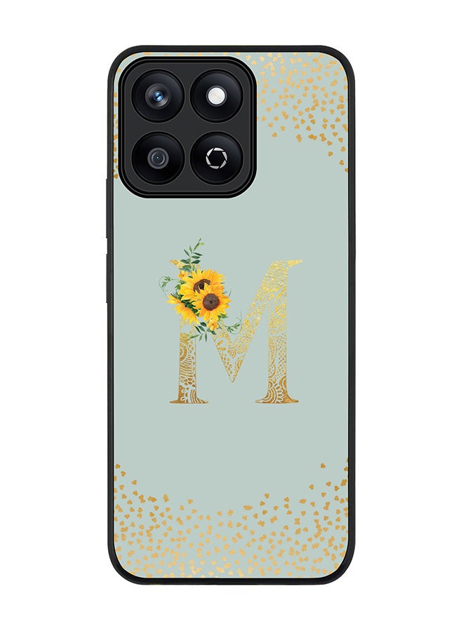 Stylizedd For Honor X7c 4G Case,Slim fit Camera Protection, Shockproof Thin Phone cover  - Custom Floral Monogram - M  (Light Grey ) - Image 1