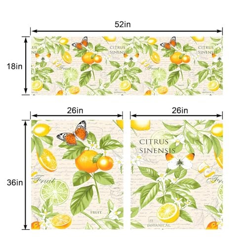 TQFZP Spring Lemons Kitchen Curtains Short and Valance Set Watercolor Yellow Vintage Fabric Curtain Drapes Cafe Curtains Valance for Home Decor - Image 2