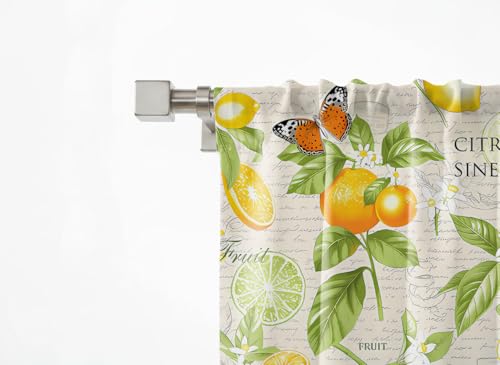 TQFZP Spring Lemons Kitchen Curtains Short and Valance Set Watercolor Yellow Vintage Fabric Curtain Drapes Cafe Curtains Valance for Home Decor - Image 4