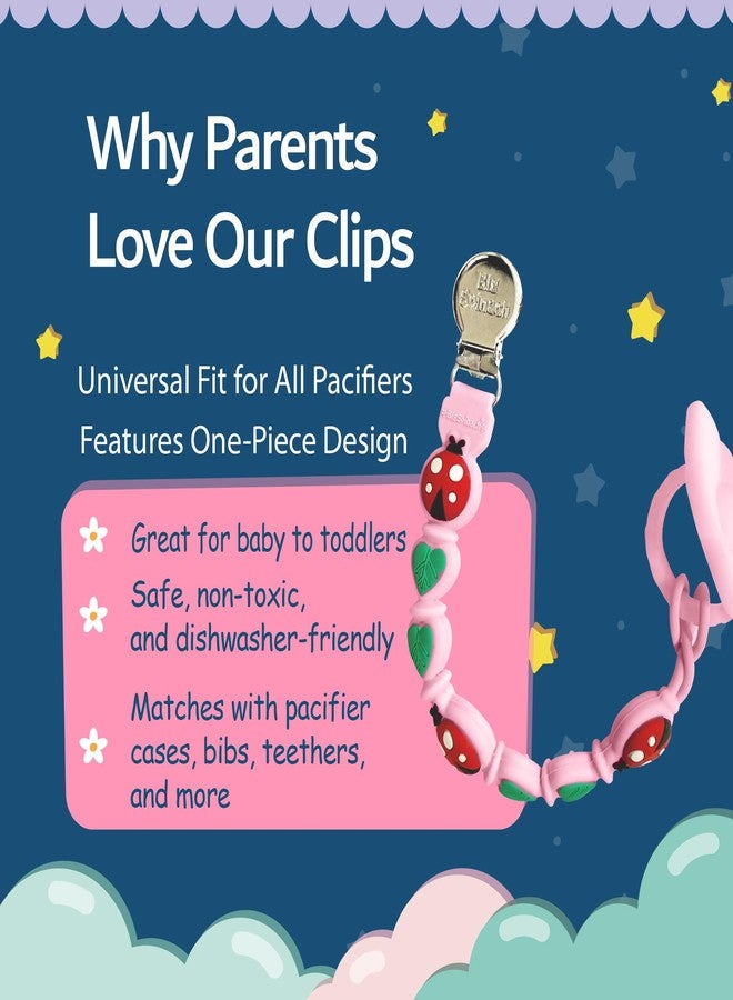 BIGSPINACH Silicone Pacifier Clips for Boys & Girls – Personalized Pacifier Holder;Neutral & Cute Pacifier Clips for Babies;Teething, Soothies – BPA-Free, Durable & Soft (Pink) - Image 3
