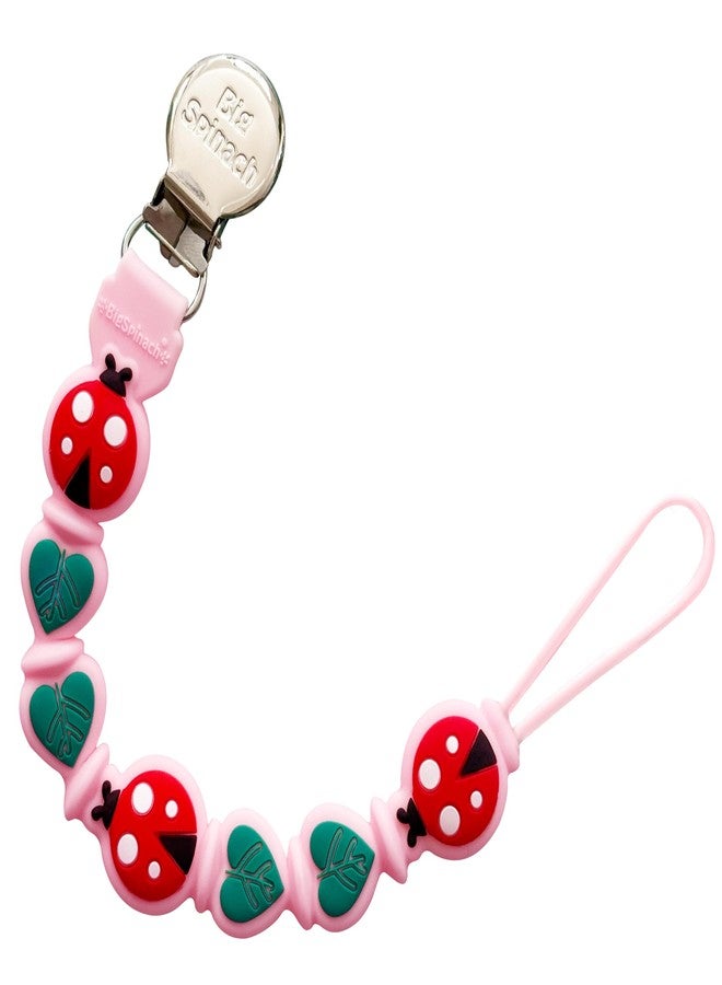 BIGSPINACH Silicone Pacifier Clips for Boys & Girls – Personalized Pacifier Holder;Neutral & Cute Pacifier Clips for Babies;Teething, Soothies – BPA-Free, Durable & Soft (Pink) - Image 1