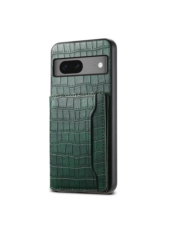 Green Tiger Case For Google Pixel 7 5G Crocodile Texture Card Bag Design Full Coverage Phone Case - Image 1