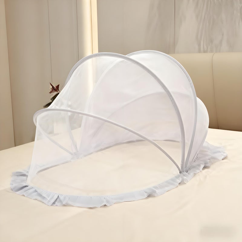 general Folding baby mosquito net, sleeping mosquito net, insectproof crib net, portable bed tent for 0-5 years old, suitable for cribs, carpets, crawling mats, safe and easy to use (125 x 65 x 65cm, white) - Image 1
