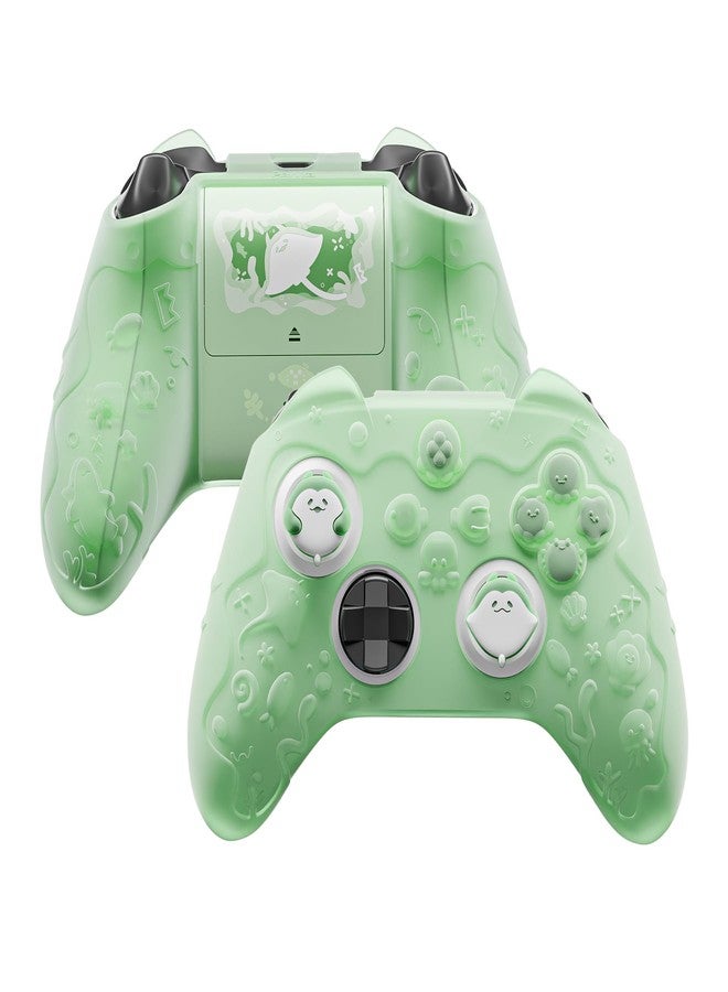playvital Controller Cover for Xbox Series X/S Joystick Silicone Case Grip Non-Slip & Analog Thumb Grips Covers & Stickers, Cute Protective Accessories, Semi-Transparent Pastel Green - Image 1
