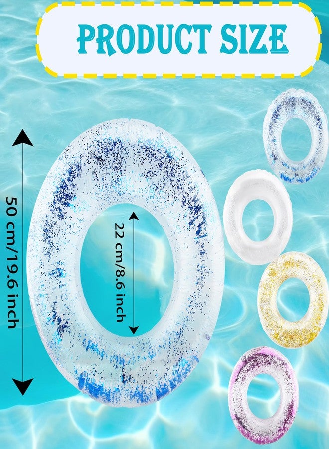 Feradny 4 Pack Pool Float Rings Inflatable Pool floaties for Kids Glitter Multicolor Swim Tube Pool Floaties for Kids Summer Outdoor Floats - Image 3