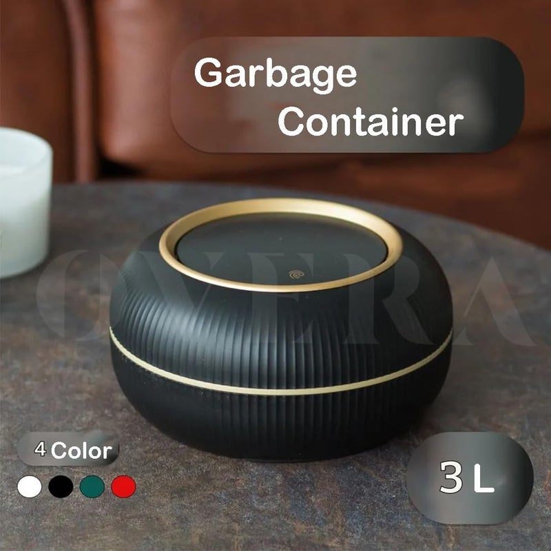 overa Plastic Mini Office Desktop Dustbin Household Cute Mini Waste Press Type storage Bin Bedroom Office Small Storage Bucket Dustbin Creative Bucket Storage Box Black - Image 2