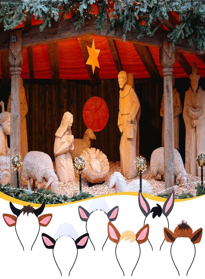 Giegxin 6 Pcs Nativity Felt Ear Headband for Christmas Cow Horse Camel Sheep Donkey Hair Hoops Photo Booth Props for Xmas Animal Religion Costume Party Favors Supplies - Image 3