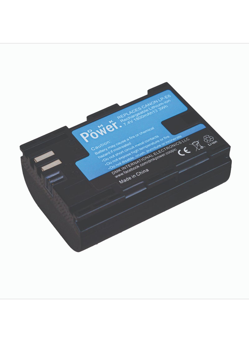 DMK Power DMK POWER LP-E6 LP-E6N 1800mAh Camera Battery Compatible with Canon EOS 5D Mark II Mark III Mark IV 5DS 5DS R 6D 60D 60Da 6D Mark II 7D 7D Mark II 70D 80D R XC10 XC15  - Image 1