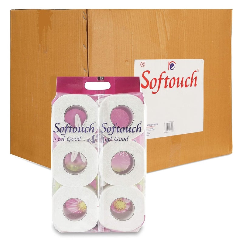 Softouch 2 Ply Toilet Paper Tissue Roll for Hotel, office, Hospital 120 Rolls (6 Rolls Per Packet) | Ultra Soft & Absorbent Bathroom Tissue Hotel Amenities and Accessories - Image 1