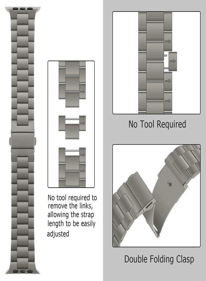 Anlinser No Tool Needed Bands Compatible with Apple Watch Band 49mm 46mm 45mm 44mm 42mm for Women Men, Stainless Steel Metal Strap Designed for iWatch Ultra 3/2/1 SE Series 11 10 9 8 7 6-1 (Titanium) - Image 4