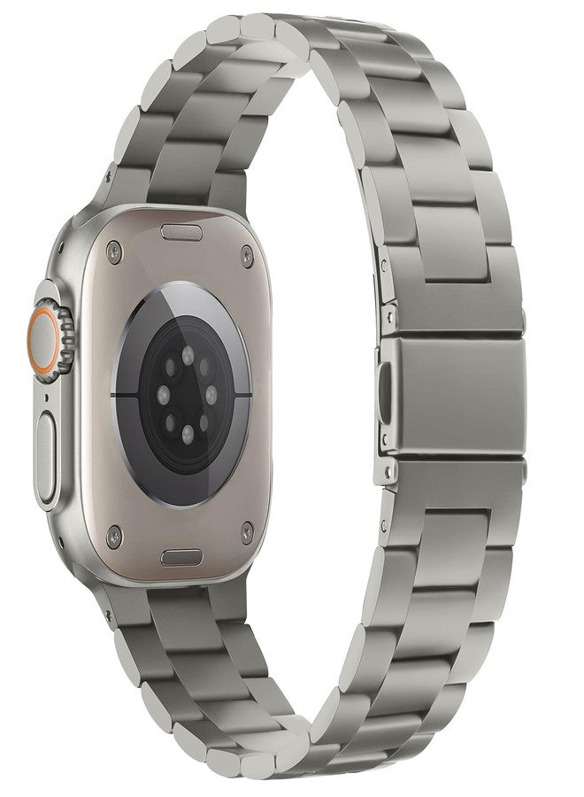 Anlinser No Tool Needed Bands Compatible with Apple Watch Band 49mm 46mm 45mm 44mm 42mm for Women Men, Stainless Steel Metal Strap Designed for iWatch Ultra 3/2/1 SE Series 11 10 9 8 7 6-1 (Titanium) - Image 3