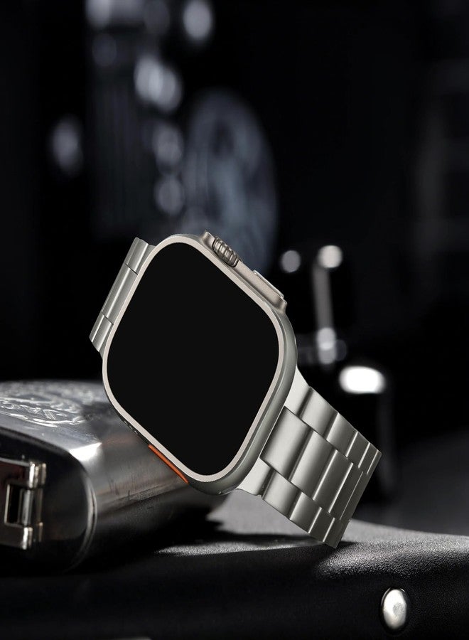 Anlinser No Tool Needed Bands Compatible with Apple Watch Band 49mm 46mm 45mm 44mm 42mm for Women Men, Stainless Steel Metal Strap Designed for iWatch Ultra 3/2/1 SE Series 11 10 9 8 7 6-1 (Titanium) - Image 2