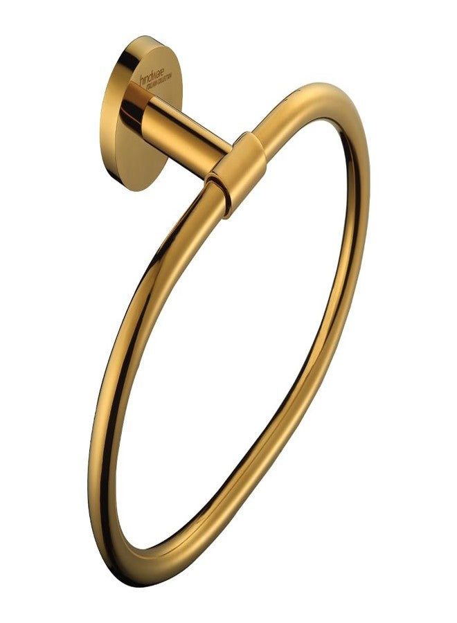 Hindware Italian Collection Towel Ring for Bathroom | PVD Coated Towel Ring for Wash Basin | Brass Wash Basin Ring Towel |Luxury Pure Gold Color Finish | Premium Bathroom Accessories Series - Image 4