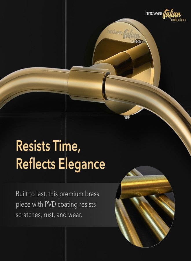 Hindware Italian Collection Towel Ring for Bathroom | PVD Coated Towel Ring for Wash Basin | Brass Wash Basin Ring Towel |Luxury Pure Gold Color Finish | Premium Bathroom Accessories Series - Image 2