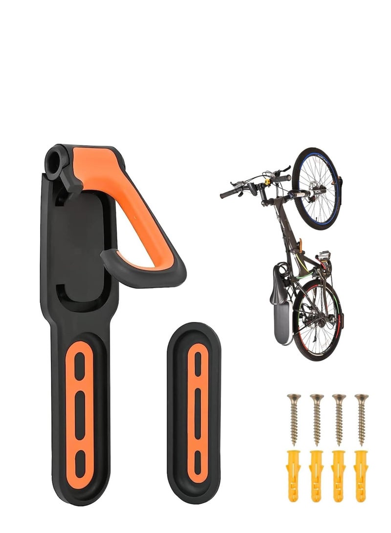 TRASSLE Foldable Bike Wall Hook, Black ABS Painted Sports Bicycle Parking Rack for Indoor Garage Bikes Display - Image 1