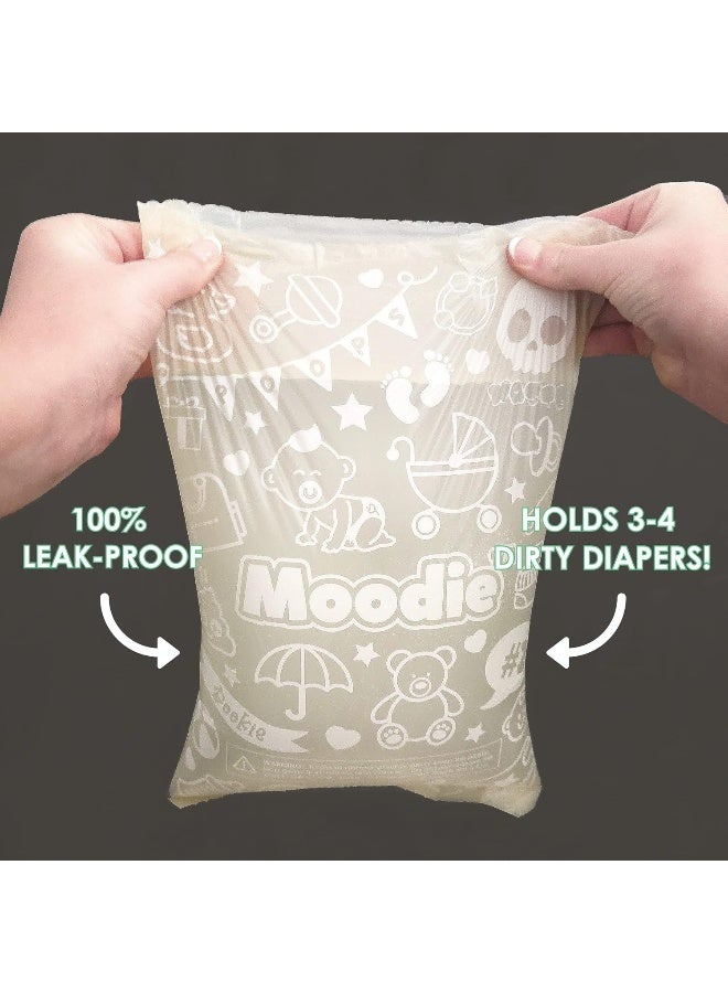Moodie Teddy Bear Diaper Bag Dispenser | Diaper Bag on the Go Dispenser w/Silicon Strap | 15 LAVENDER SCENTED Diaper Disposal Bags per Roll | Diaper bag essential items (SAGE GREEN)