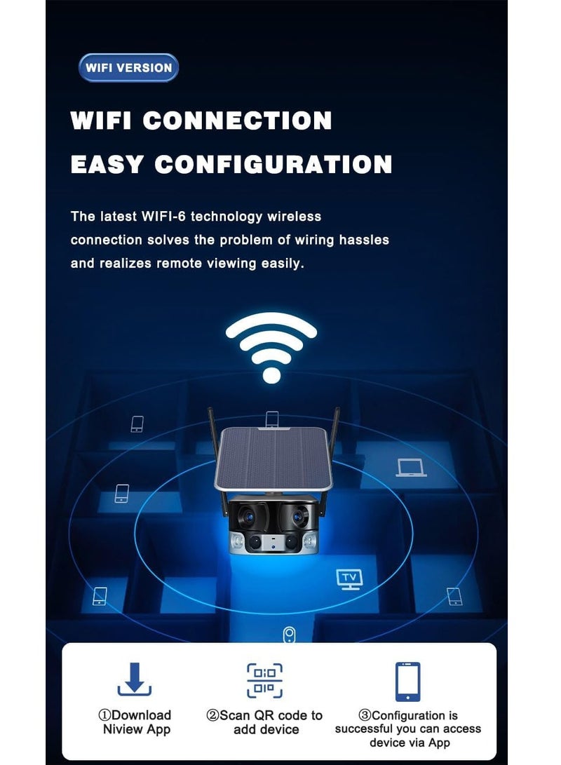 FIPKA Solar Security Camera Outdoor Dual Lens Wide View WiFi Wireless Cameras 4K/8MP Color Night Vision Human Tracking - Image 2