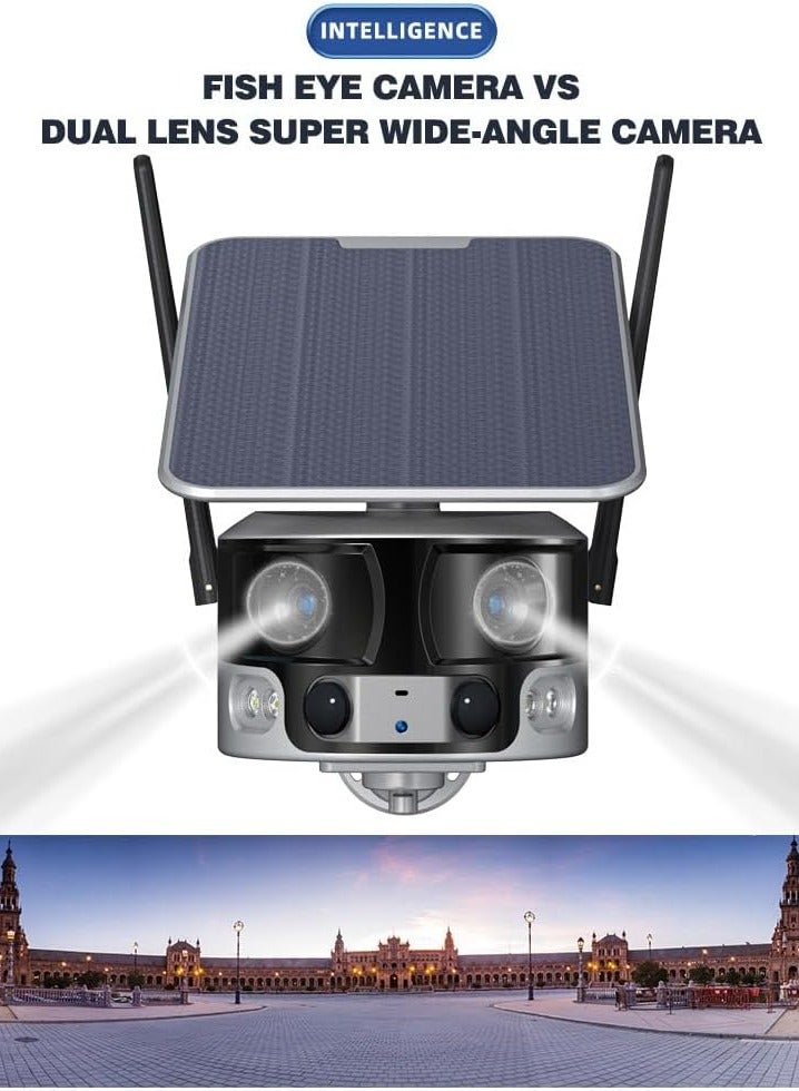 FIPKA Solar Security Camera Outdoor Dual Lens Wide View WiFi Wireless Cameras 4K/8MP Color Night Vision Human Tracking - Image 3