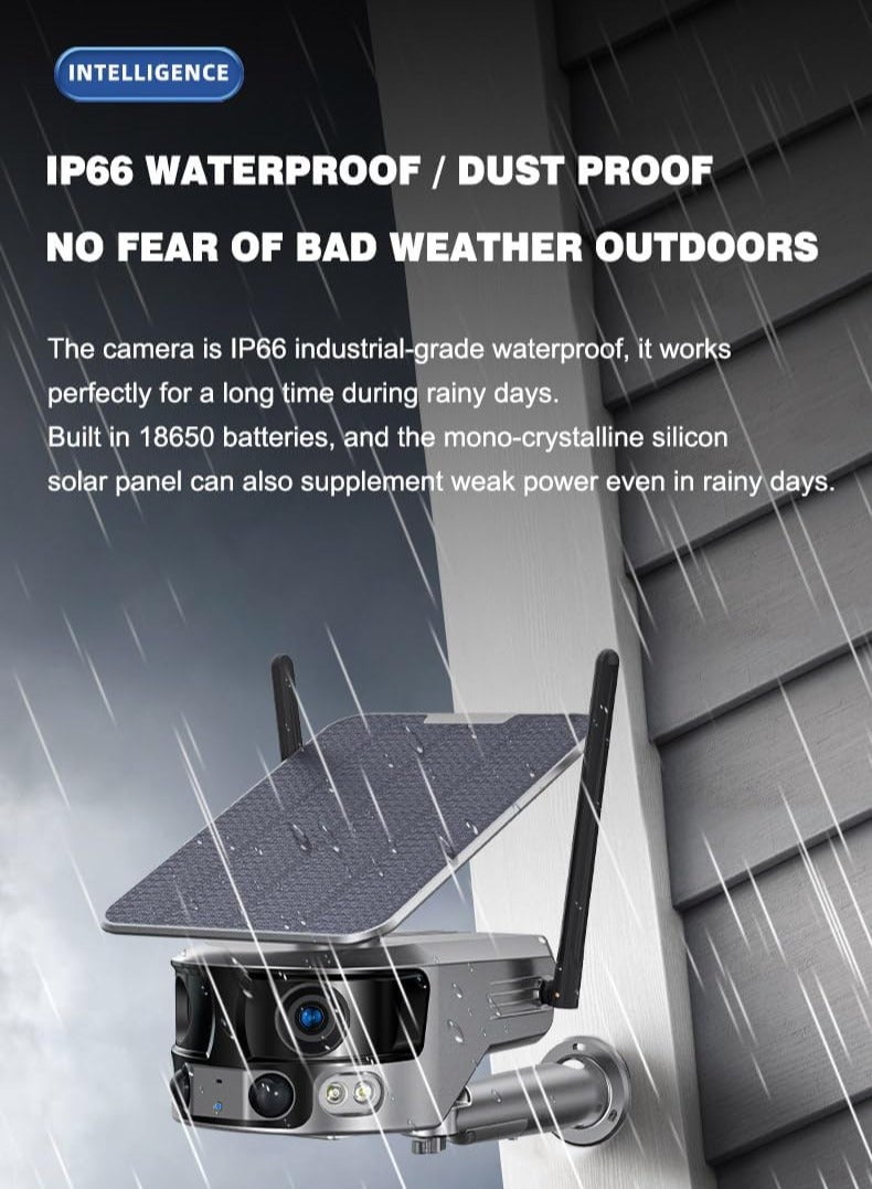 FIPKA Solar Security Camera Outdoor Dual Lens Wide View WiFi Wireless Cameras 4K/8MP Color Night Vision Human Tracking - Image 4