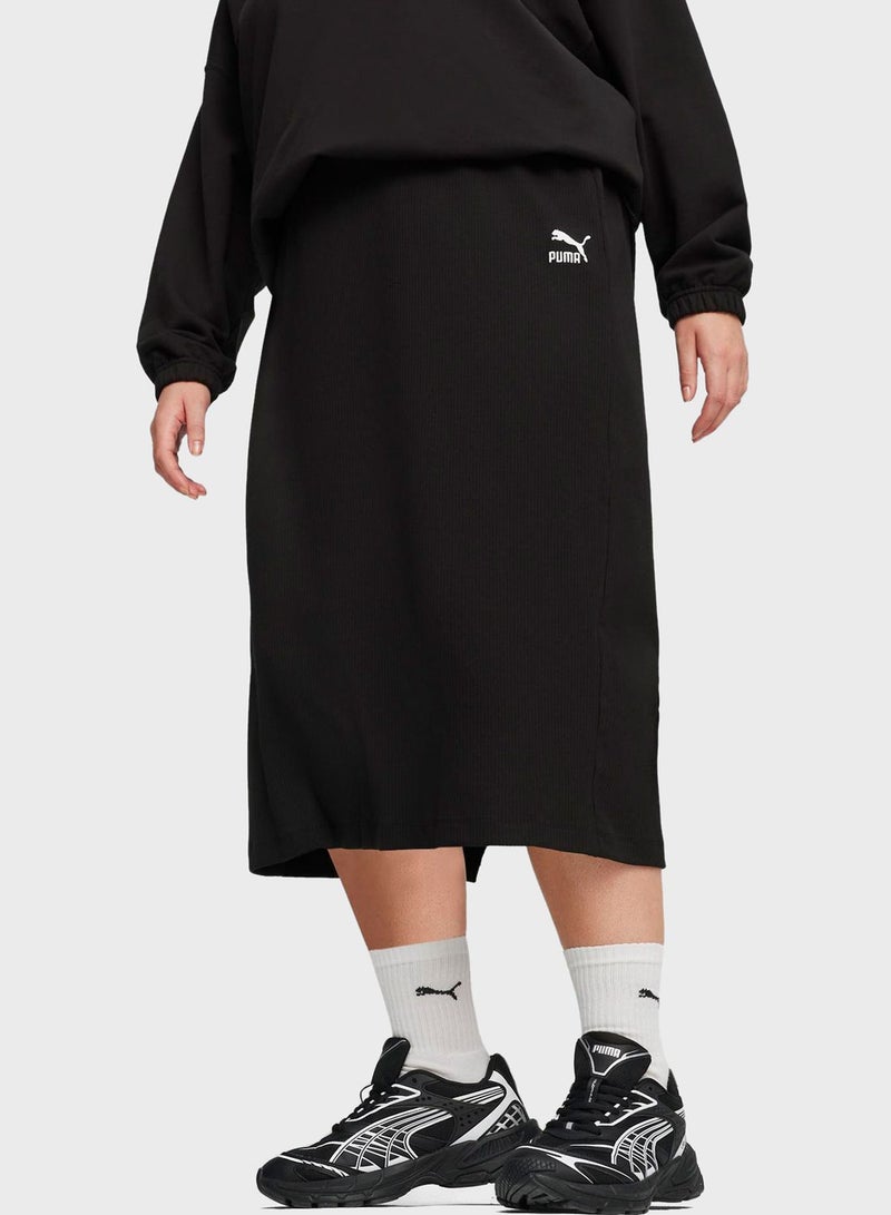 PUMA Classics Ribbed Midi Skirt  - Image 1