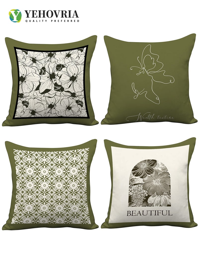 YEHOVRIA Pillow Covers Set of 4, Throw Pillow Cover, Decorative Nature Plant Cushion Covers 45cm x 45cm,For Living Room Sofa Couch Bed Pillowcases 18x18 inches（Double sided pattern）  - Image 1
