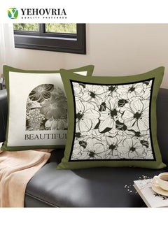 YEHOVRIA Pillow Covers Set of 4, Throw Pillow Cover, Decorative Nature Plant Cushion Covers 45cm x 45cm,For Living Room Sofa Couch Bed Pillowcases 18x18 inches（Double sided pattern）  - Image 2