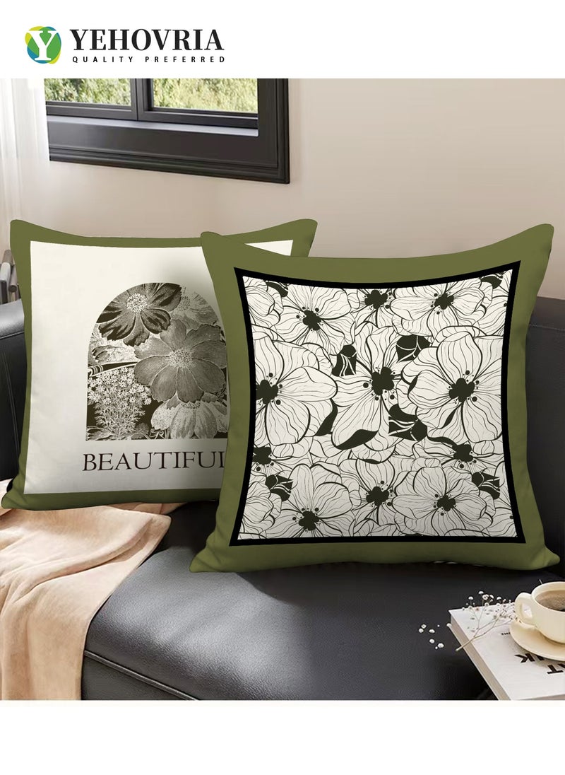 YEHOVRIA Pillow Covers Set of 4, Throw Pillow Cover, Decorative Nature Plant Cushion Covers 45cm x 45cm,For Living Room Sofa Couch Bed Pillowcases 18x18 inches（Double sided pattern）  - Image 2
