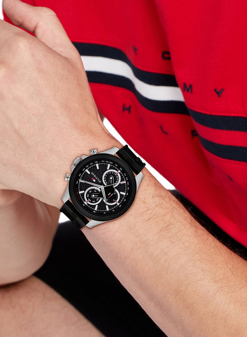 TOMMY HILFIGER Men's Analog Round Shape Silicone Wrist Watch 1792082 - 46 Mm - Image 4