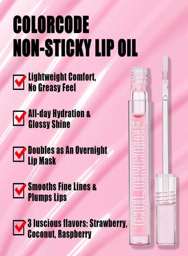 COLORCODE Lip Oil Set for Women, Moisturizing Tinted Lip Oils & Clear Lip Gloss Set, Non-Sticky Long Lasting Lip Glosses, Fruit Flavoured Hydrating Lip Care, Lip Gloss Bulk Cute Makeup Gift Kit (2PCS) - Image 4