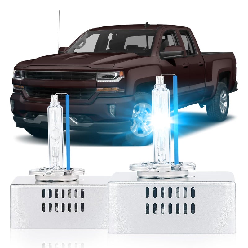 SENROBO D5S HID Headlight Bulbs Fit for 2016 2017 2018 Chevy Silverado 1500 LT LTZ LS WT 20152018 GMC Sierra 1500 2500 3500 HD High Low Beam Xenon Light 8000K White Blue Pack of 2 - Image 2