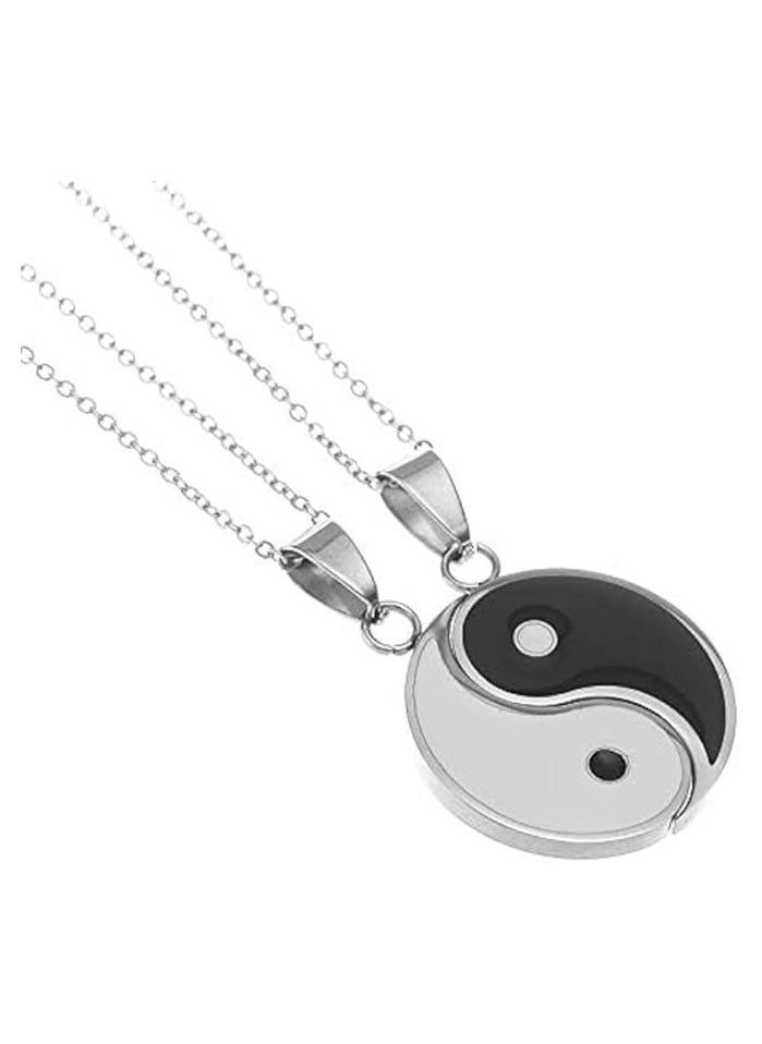 MIRFA Tai Chi Yin Yang Couple Pendant Necklace - Silver - Dual  - Image 2