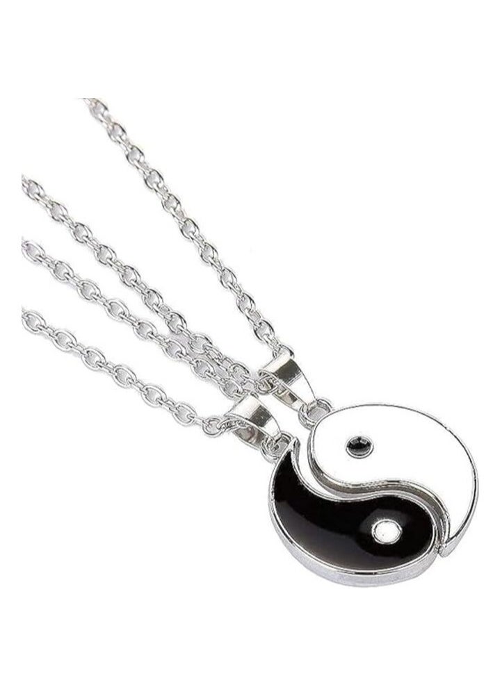 MIRFA Tai Chi Yin Yang Couple Pendant Necklace - Silver - Dual  - Image 1
