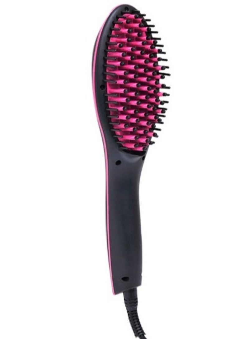 ELTRAZONE Simply Straight Ceramic Hair Straightening Brush, Black/Pink - Image 1