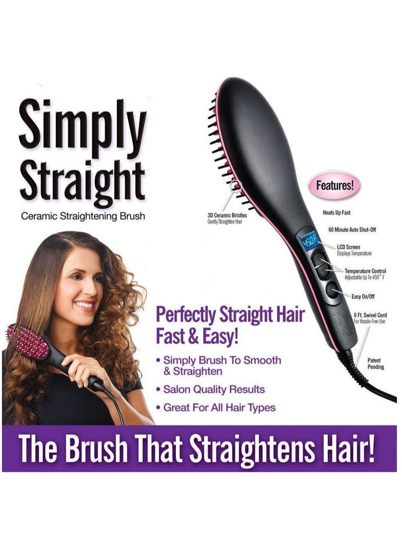 ELTRAZONE Simply Straight Ceramic Hair Straightening Brush, Black/Pink - Image 4