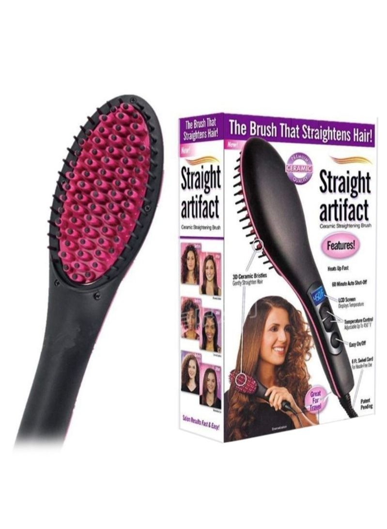 ELTRAZONE Simply Straight Ceramic Hair Straightening Brush, Black/Pink - Image 3