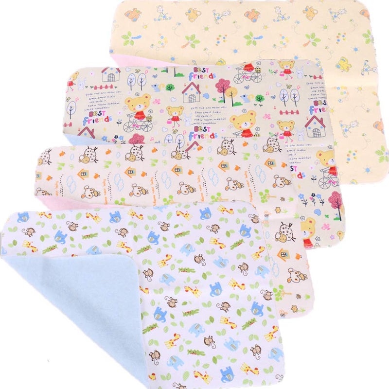Monvecle 4pcs Pack Monvecle Baby Infant Cotton Waterproof Changing Pads Washable Resuable Diapers Liners Mats Small 18"x12" - Image 1