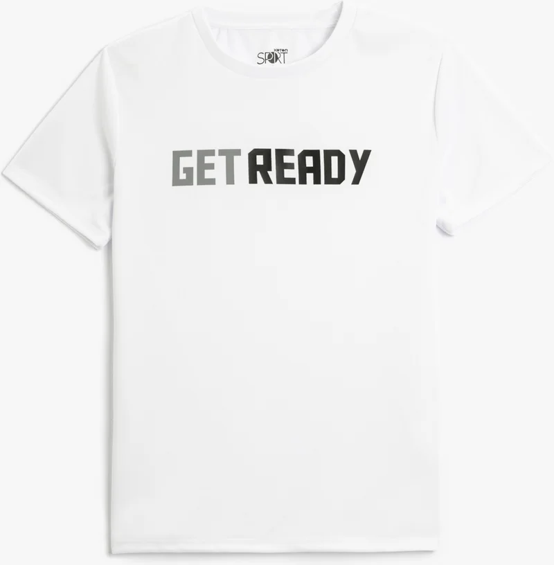 كوتون Sports T-Shirt Slogan Printed Crew Neck Short Sleeve
