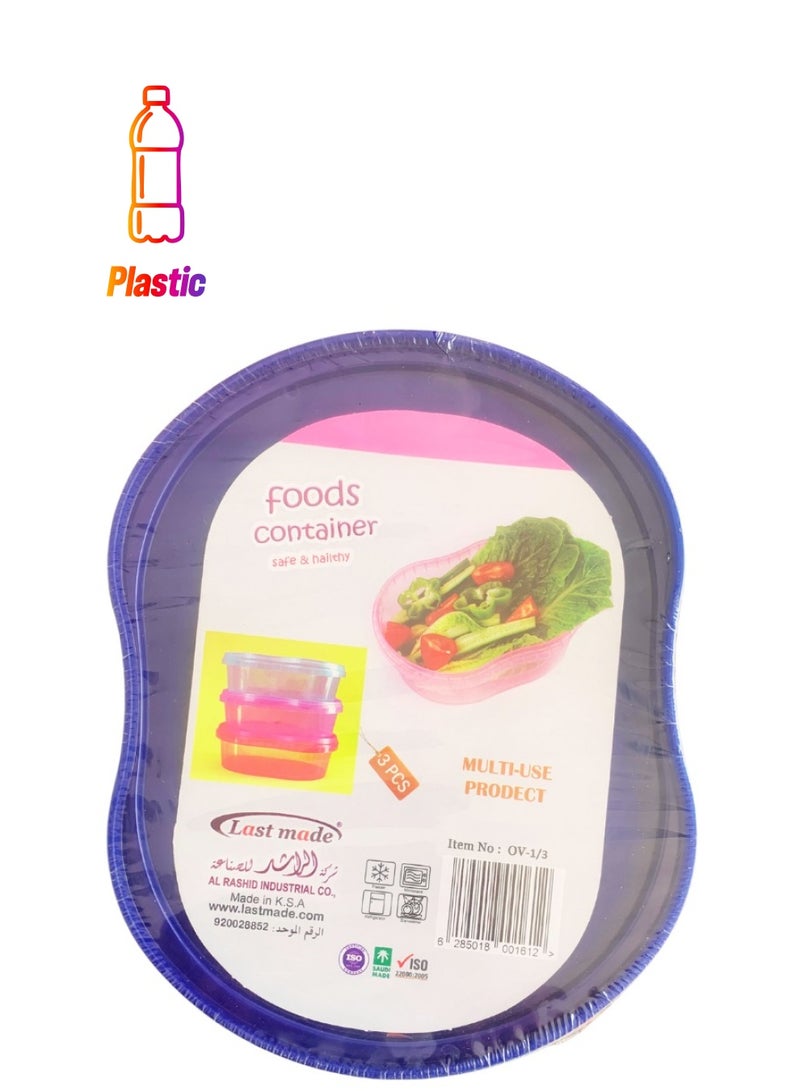 Last made 3 Pcs Food Containers with Lids, Leak Proof Plastic Storage, Reusable for Takeaway Food, BPA-Free - Image 1