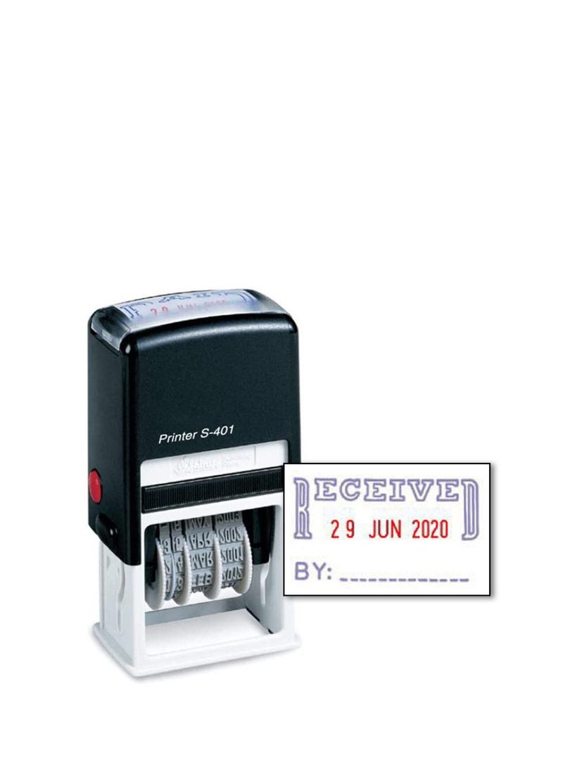 Generic - Recieved Stamp with Date, Self Inking Stamp for Office Business Supplies, Red Ink Date and Blue Text - Image 1