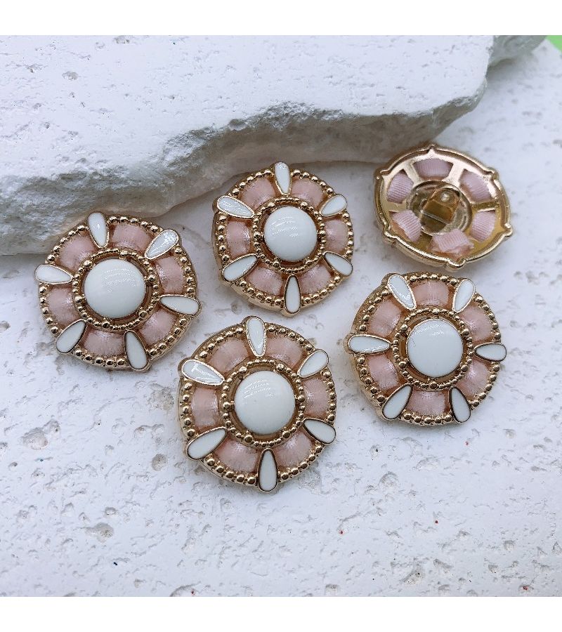 5Pcs Pink Rhinestone Buckle Buttons for Fashion Coats Three Dimensional Decorative Dress French Style - Image 2