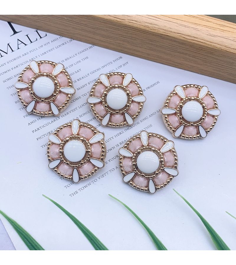5Pcs Pink Rhinestone Buckle Buttons for Fashion Coats Three Dimensional Decorative Dress French Style - Image 3