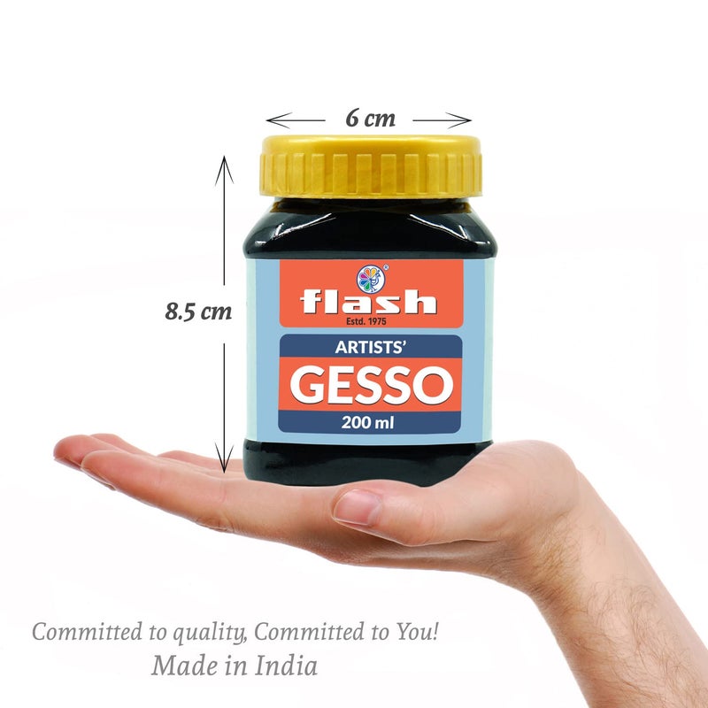 Flash جيسو للرسم بالأكريليك - طلاء أساس غير سام قائم على الماء للجميع (200 مل - أسود) - Image 2